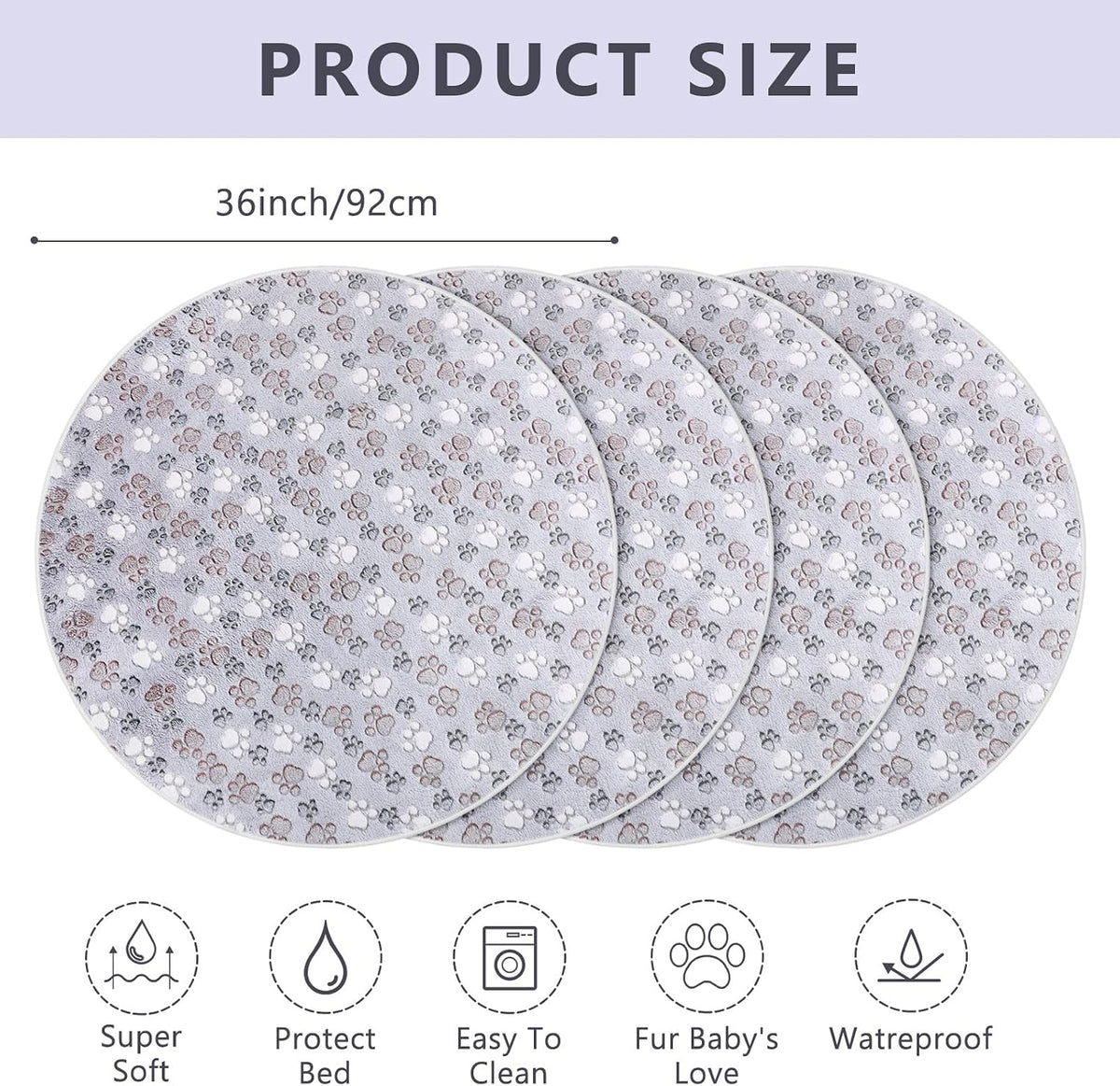 4 Pack Washable Whelping Pad Whelping Supplies Absorbent Reusable - Gray / 36 Inch - image 2