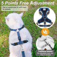 Cat Harness and Leash Set, Escape Proof and Adjustable - Planets Stars Navy Blue / M (Chest: 12 - 19") - image 4