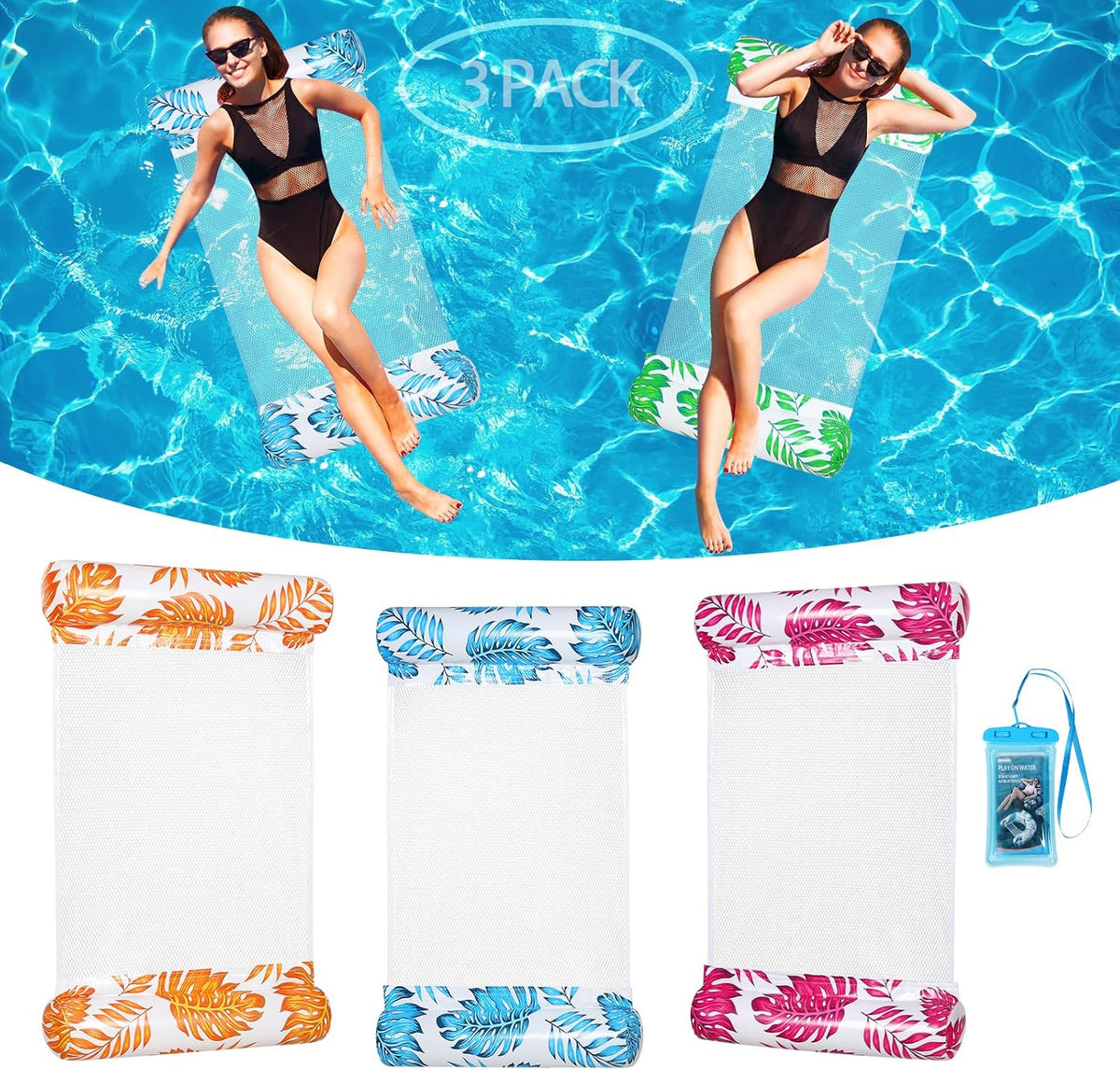 Auspicious Rain 4-in-1 pool hammock floats in assorted colors - view 3