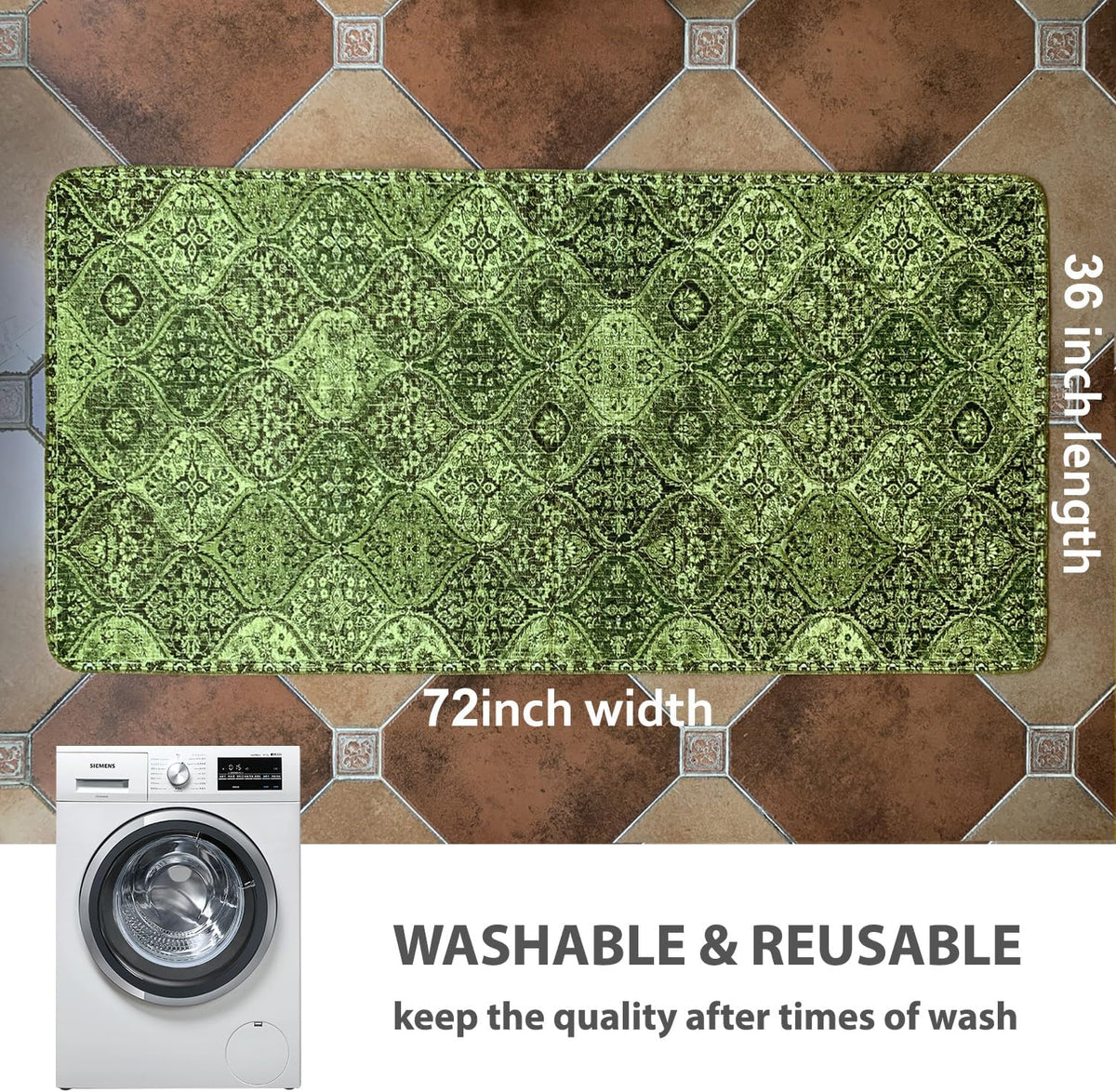 Washable Pee Pads for Dogs, Stylish - 36x72 Inch (Pack of 2) / Green/Multi - image 2