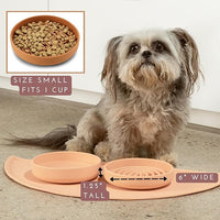 The Slowdown Bowl Silicone Slow Feeder for Cats & Kittens, Slow Eating Mealtime Solution with Modern Lick Mat Design, Reduces Gulping, Fits 1 Cup 6” Across x 1.25” Tall, Small-Blush