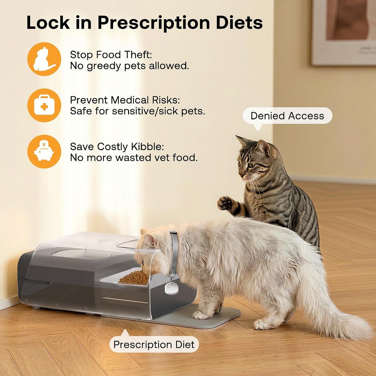 RFID Automatic Cat Feeder, Collar Sensor for Personalized Meals – Essentials for Cats - Black - image 3