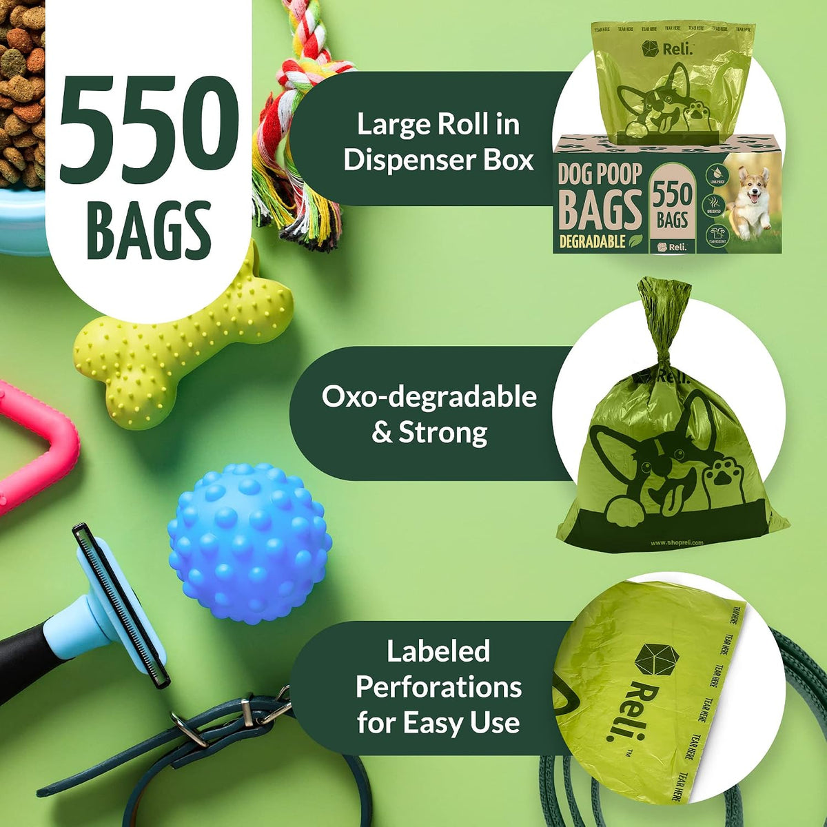 Reli. Biodegradable Dog Poop Bags Large Single Roll – Essentials for Dogs - image 4