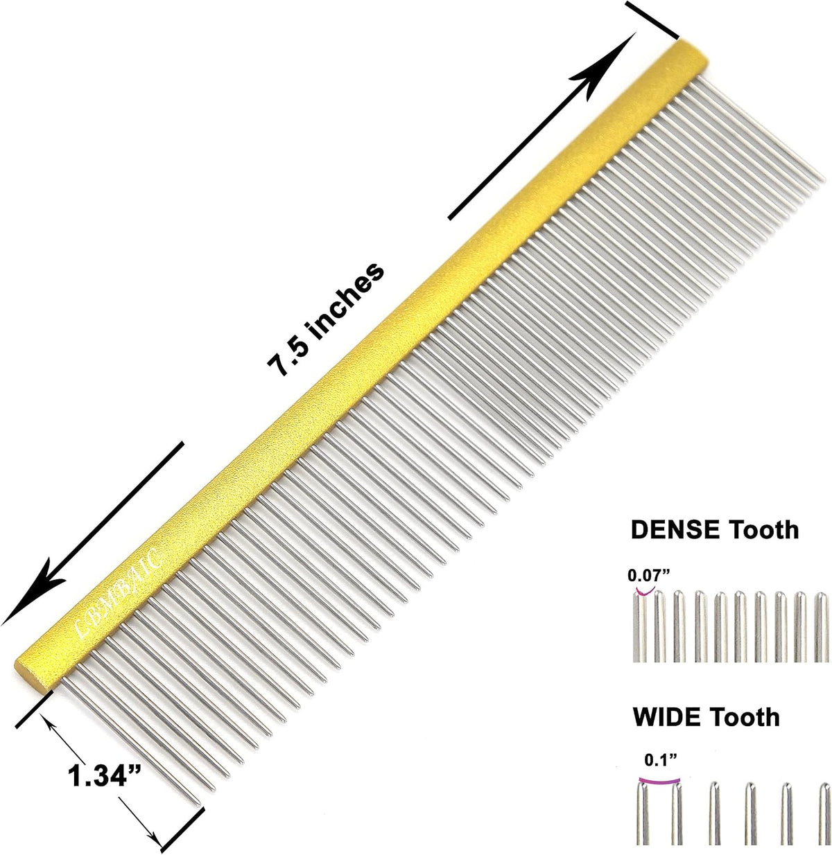 Metal Dog Grooming Combs Shedding Tangles, Knots, Mats. - Medium / gold - image 3