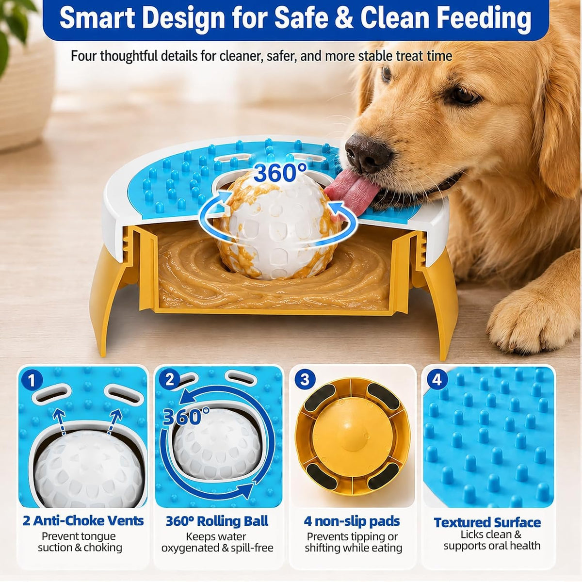 KILIN Slow Feeder Dog Licking Bowl with Rolling Ball - image 4