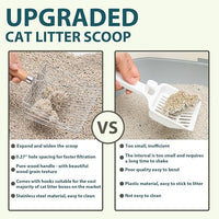 Cat Litter Scoop, Kitty Metal Scooper with Hook and Hole, Stainless Steel Kitten Poop Lifter for Litter Box, Non Stick, Durable and Heavy Duty Sifter for Easy Clean