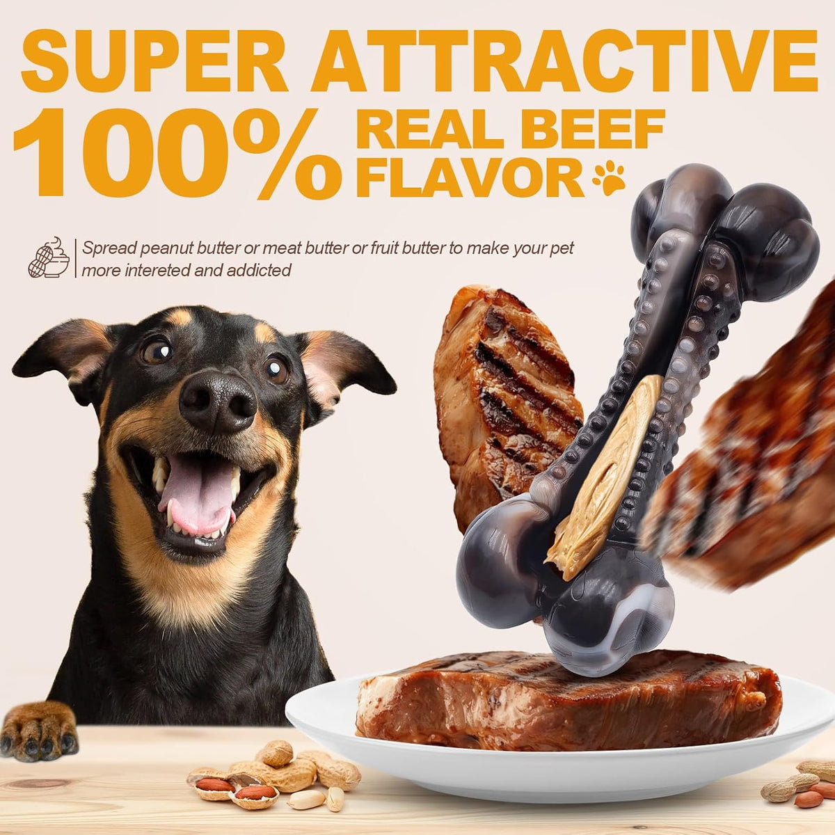 Dog Chew Toys for Aggressive Chewers - Real Bacon&Beef - image 4