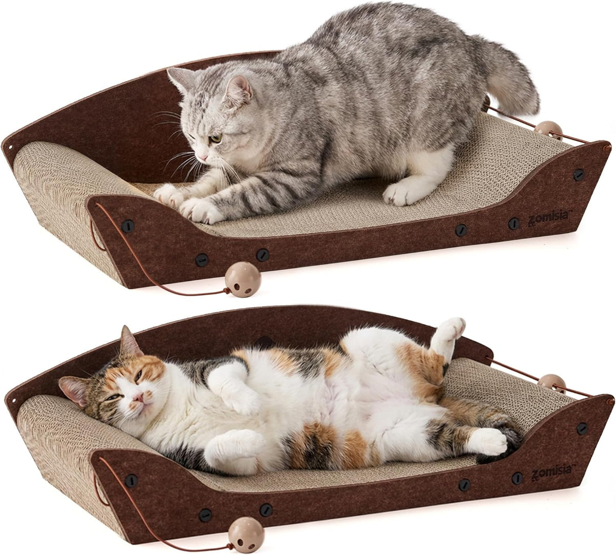 26'' Cardboard Cat Scratcher Bed for Indoor Cats, 1PC, Brown – Essentials for Cats - 2PCS-Brown