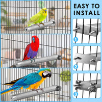 KATUMO Parrot Perch - Stainless Steel African Grey Perch Bird Cage Accessories for Small to Large - L: 11.8 x 1.2 inch - image 3