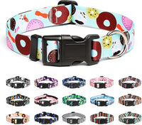 Mercano Adjustable Dog Collar - Special Design Patterns, Soft Nylon Comfortable Durable Pet Collar for Small Medium Large Dogs (L, Blue Cookie)