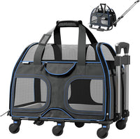 Katziela Pet Carrier - Airline Approved Dog Carrier - TSA Approved Pet Carrier for Small Dogs and Cats - Soft FAA Travel Airplane Dog Carrier Luggage (Black/Blue)