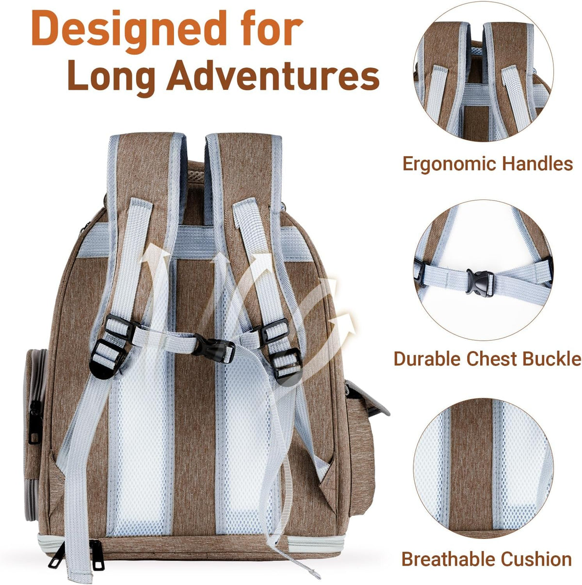 Cat Backpack Carrier Clear Bubble Window for Cats & Small Dogs up - Brown - image 4