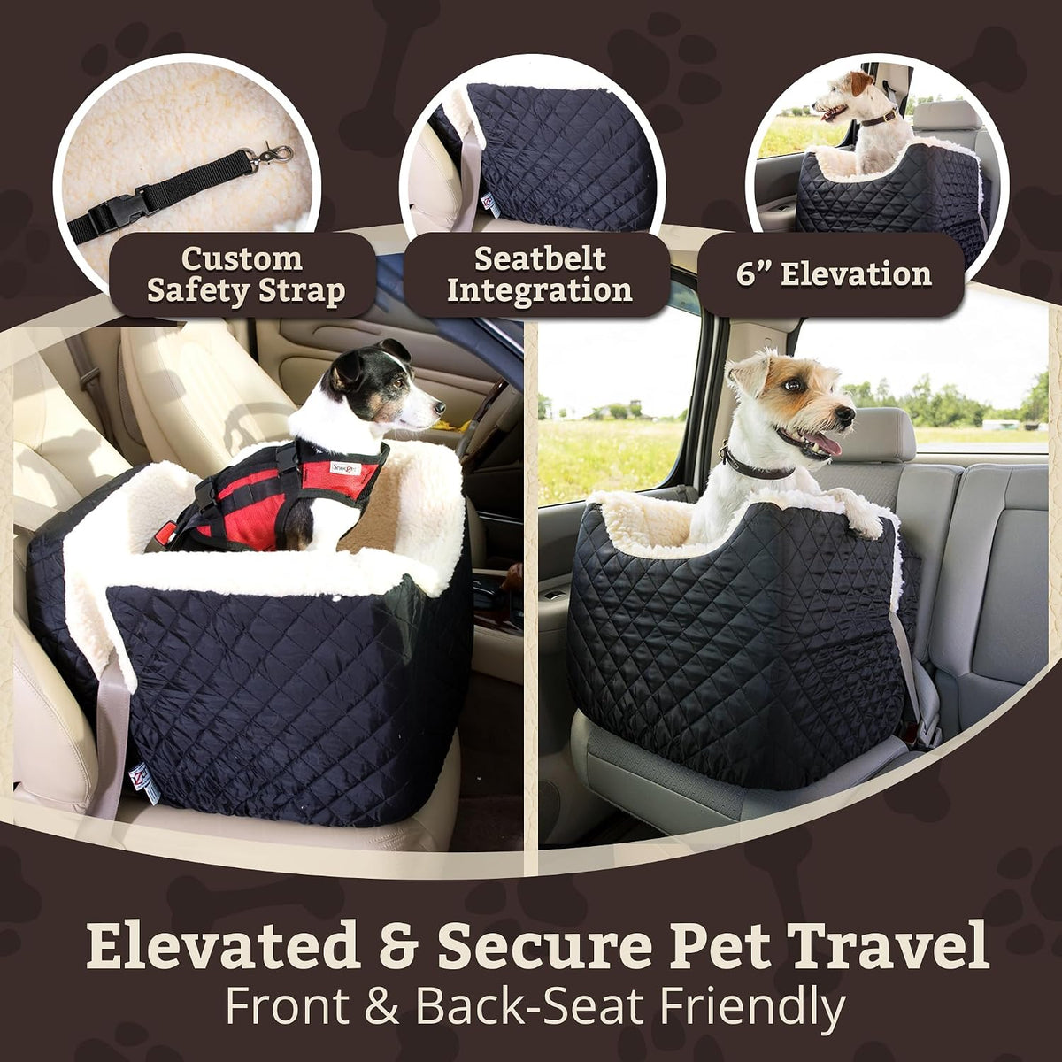 Snoozer Lookout I Car Seat, Dog Car Seats for Small Dogs - Black Quilted / Medium - image 3