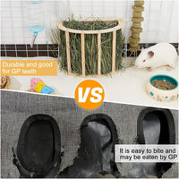 Wooden Guinea Pig Hay Feeder, Large Hanging Rabbit Rack – Essentials for Small Pets - 1 PACK / Wood color - image 2