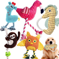 5 Pack Plush Dog Toys with Rope, Squeaky Dog Toys - 5 Pack Dog Toys