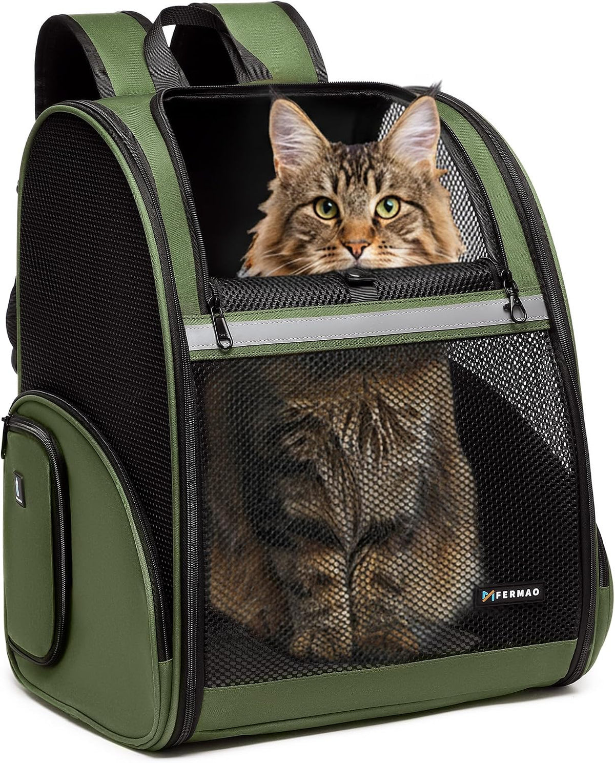 Cat Backpack Carrier for Small Dogs and Medium cat Puppy Kitten Bunny - DarkGreen / 13.7"L x 12.0"W x 18.0"H