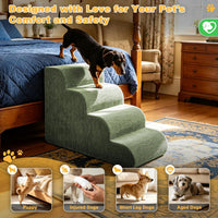 Dog Stairs for Bed & Couch, 18" H 4-Step Pet Ramp for Small Dogs - Green / 4 / Standard 18" Height - image 4