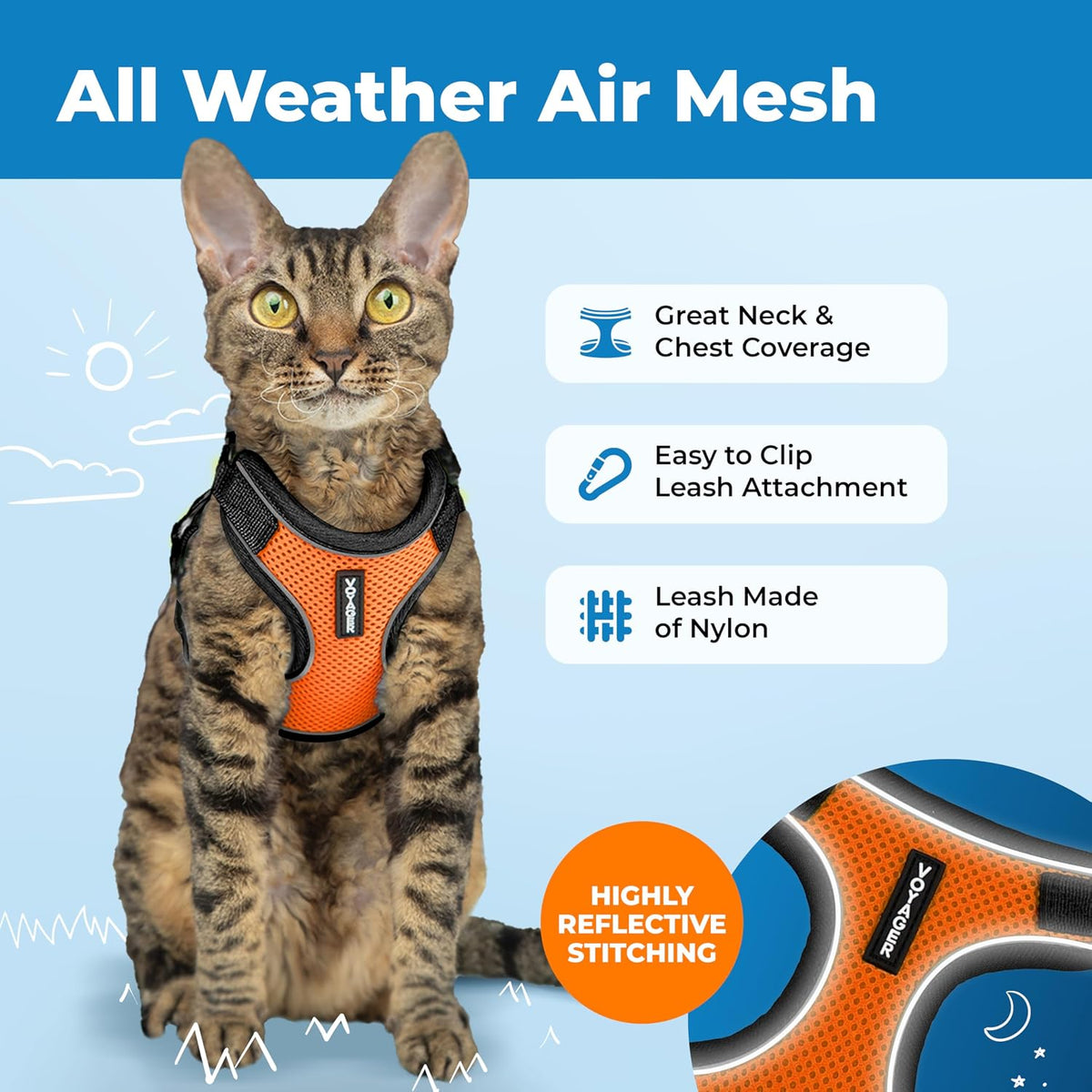 Voyager Escape-Proof Step-in Harness & Leash, Orange - Black Trim-Orange (327) / S (Chest: 15 - 18") - image 3