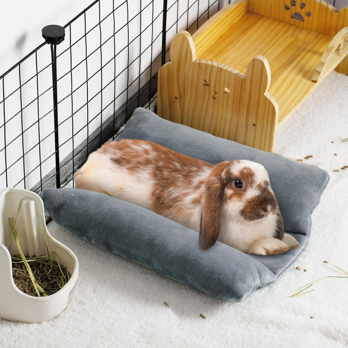 15.7" x 14" Bunny Bed for Rabbit Cage, Thickened & Soft – Daily Care for Small Pets - Gray / 15.7 x 14In - image 4