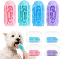 LDIIDII dog finger toothbrush 4-pack in colorful silicone