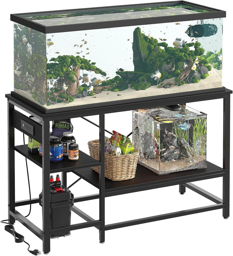 Bestier 20-29-37 Gallon Fish Tank Stand with Power Outlet - Black / 55 Gallon
