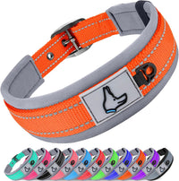 Joytale Reflective Dog Collar for Large Dogs with Wide Padding - Orange / S