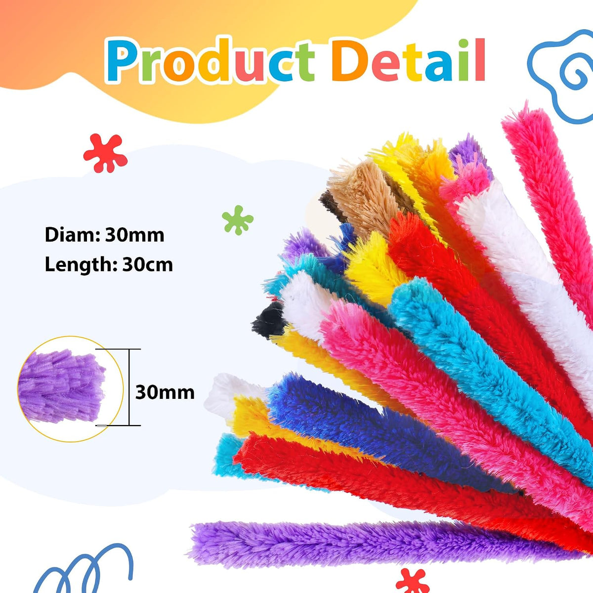 Caydo 50PCS Extra Thick Pipe Cleaners with 100pcs Eyes - Multicolor - image 2