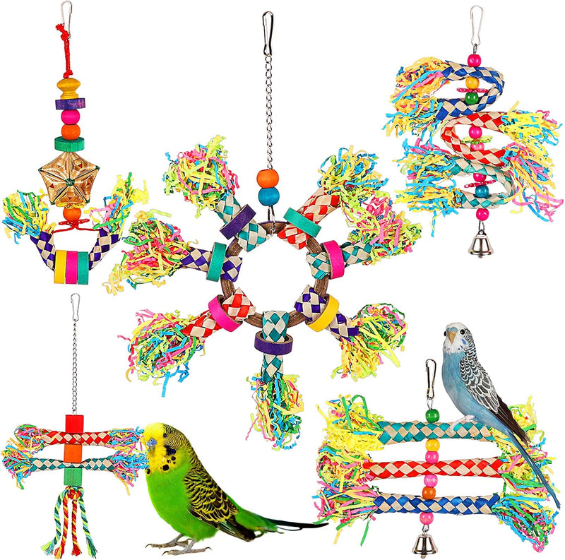 5 Pcs Bird Toys, Foraging and Shredding Toys for Small to Medium Parrots – Essentials for Birds