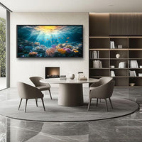 Quorin Ocean Large Wall Art Undersea Pictures Sea Nautical Wall Decor Coral Reef Fish Canvas Print Painting Artwork for Bathroom Living Room Bedroom 60L x 30W