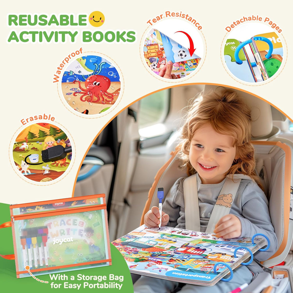 JoyCat seek and find activity book with dry erase markers, cloth and storage bag - view 14