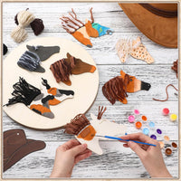 Geelin 24 unfinished wooden horse cutouts with paints, brushes and colored yarn - view 12