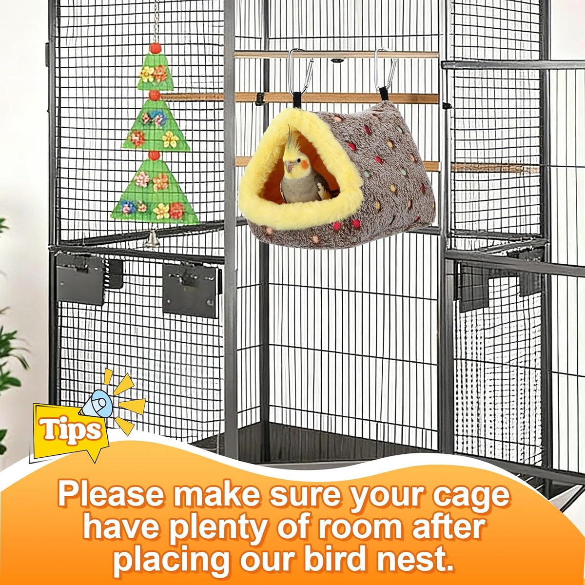 Medium Winter Warm Bird Nest House with Support Board for Cage – Essentials for Birds - Medium - image 4