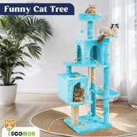 58.5inch Large Cat Tree Tower Condo for Indoor Cats - 58.5in / Peacock blue - image 2