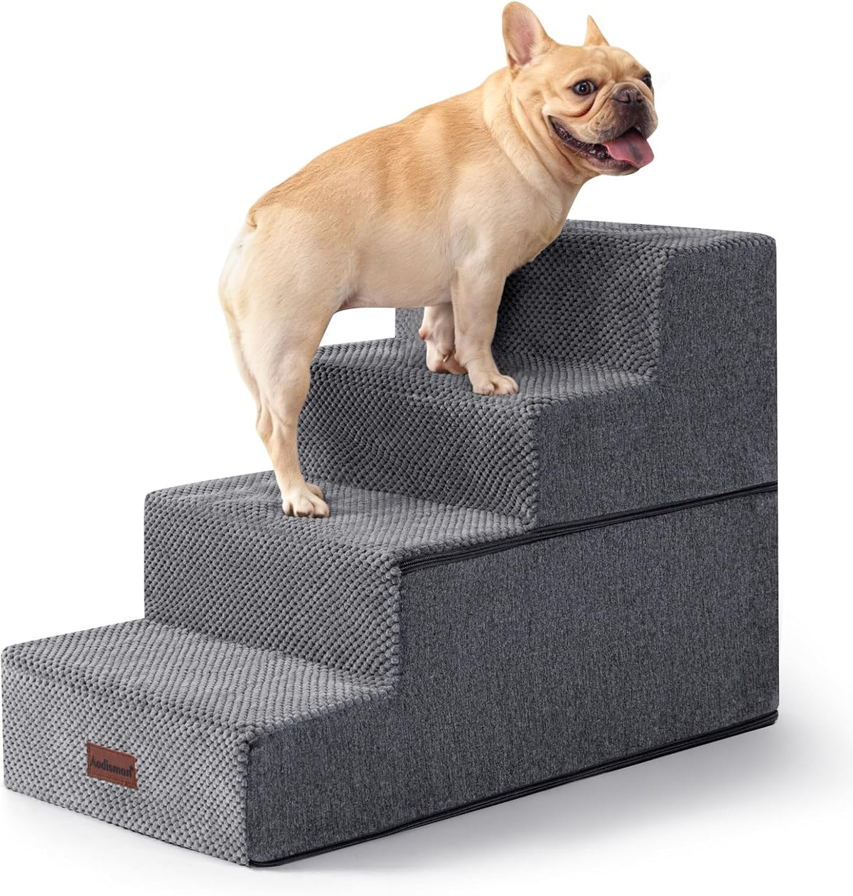 Dog Steps for High Bed, 5-Step Pet Stairs for Small Dogs and Cats – Essentials for Cats - Grey / 4