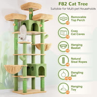 Globlazer Cat Tree Tower for Multiple Adult Cats, F82 - 82 inch / Green - image 2