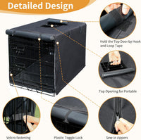 DONORO Dog Crate Cover 24 Inch Waterproof Pet Kennel Cover 600D Heavy - 36.0"L x 23.0"W x 25.0"H / Black - image 4