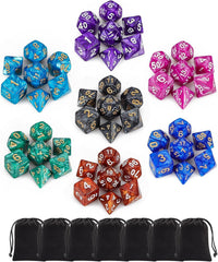 QMay 7 Sets Polyhedral Dice - 7 Colors (49pcs)