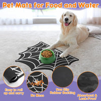 Pet Mats for Food and Water Dog Cat Food Mats Pet Feeding Mat - Spider Web - image 4