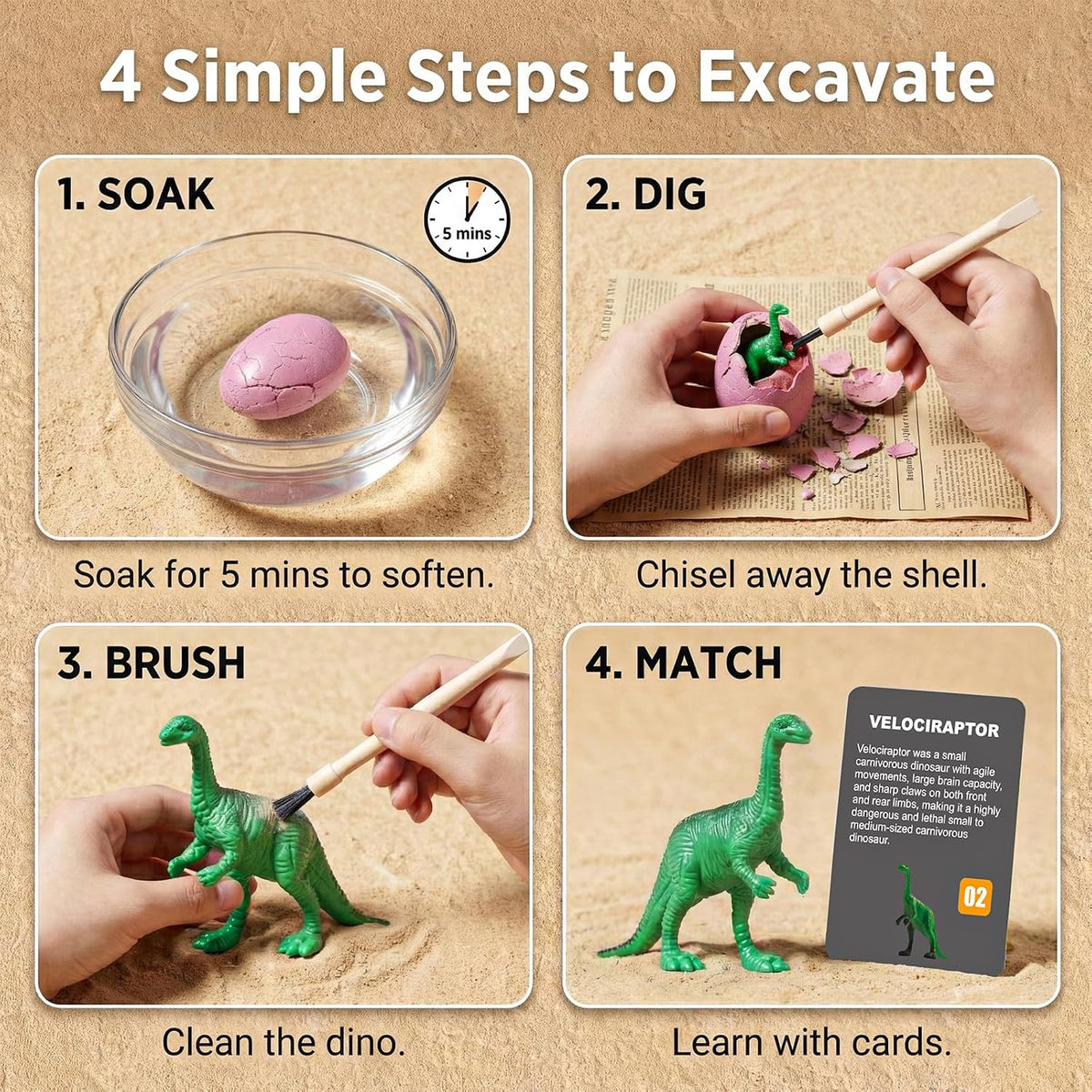 24 Dinosaur Eggs Dig Kit Toys for Kids - 24 Dinosaur Eggs(Colorful) - image 3