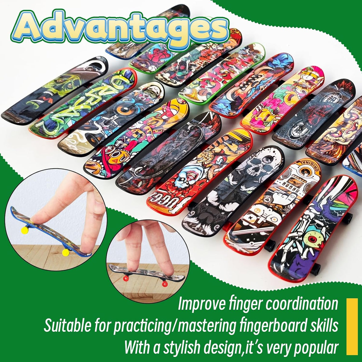 Woozettn mini finger skateboards, 50 small plastic boards in assorted designs - view 4