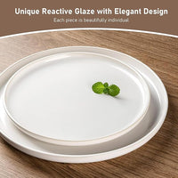 GBHOME Ceramic Dinnerware Sets for 4, 12 Pieces Stoneware Plates and Bowls Sets, Reactive Glaze Dishes -Scratch Resistant, Dishwasher&Microwave Safe-Star White