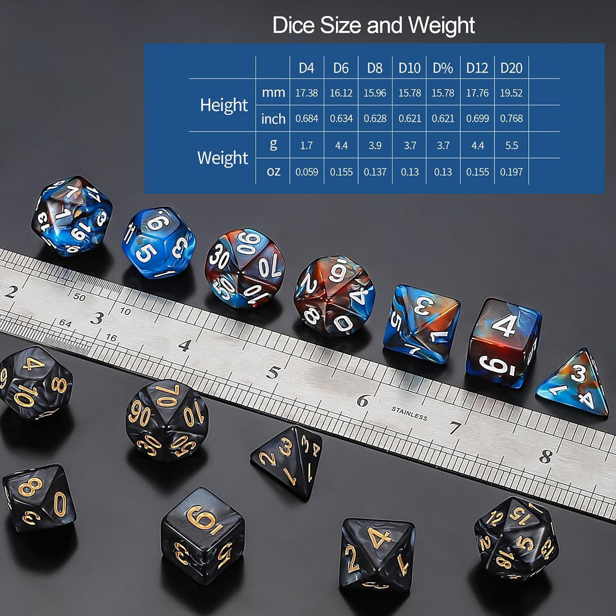 QMay 7 Sets Polyhedral Dice - 25 Colors (175pcs) - image 4