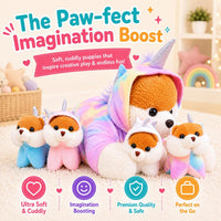 PixieCrush labradoodle stuffed animal pillow with 4 surprise plush puppies inside - view 19