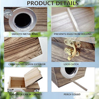 kathson Parrots Nesting Box Parakeet Nest House for Cage Budgie Breeding Hut with Coconut Fiber Bedding Wooden Bird Mating Box for Lovebirds Budgie Conure and Small Medium Parrot Birds