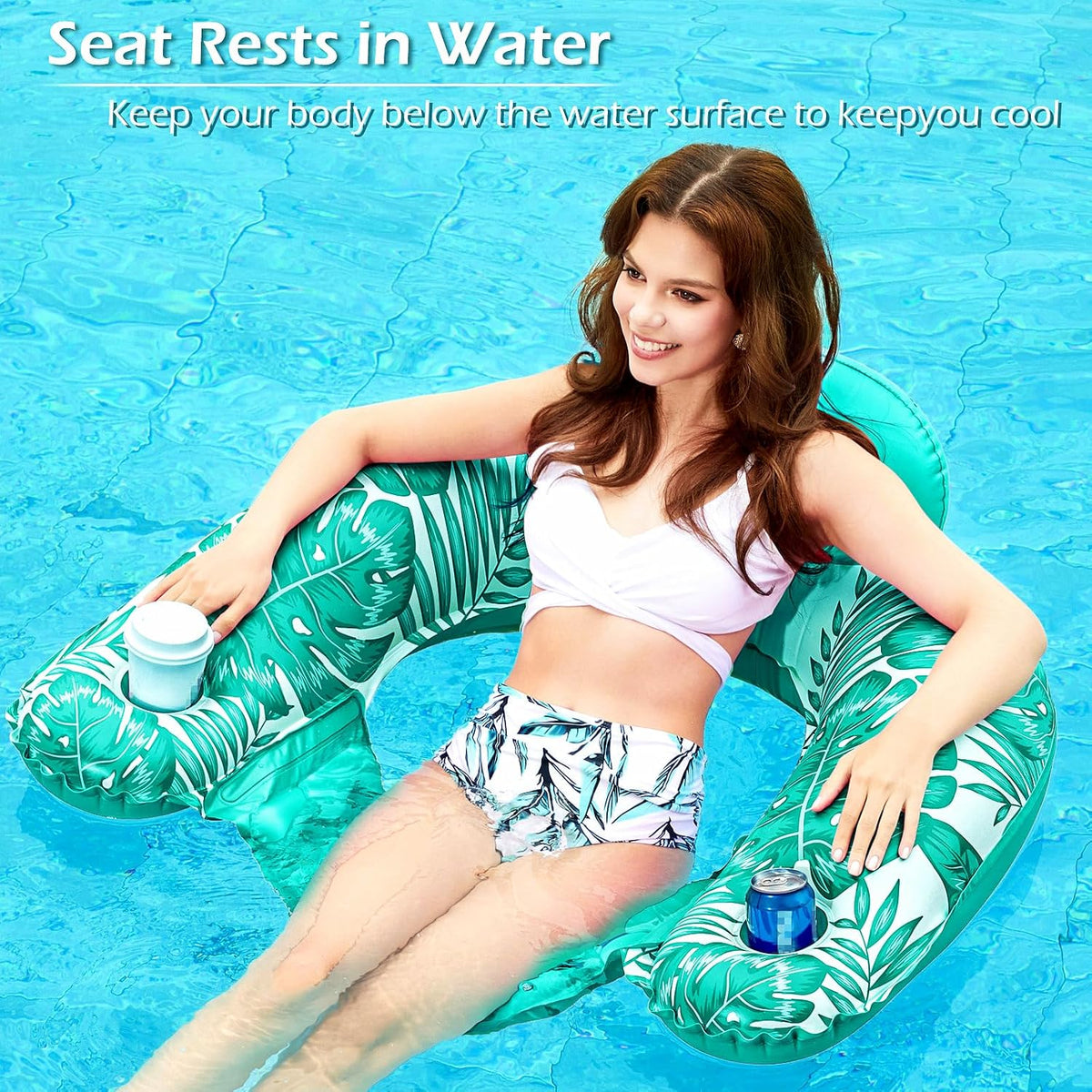 Jasonwell Inflatable Pool Float Chair - TropicalGreen / X-Large / 1 - image 2