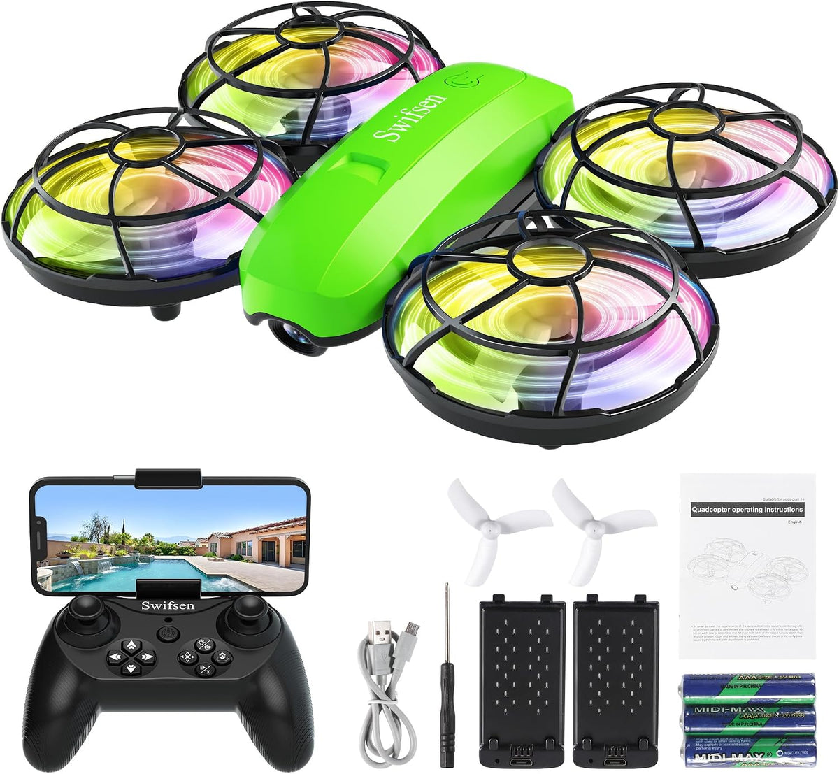 Swifsen Drones for kids Camera - Green Drone-With Camera