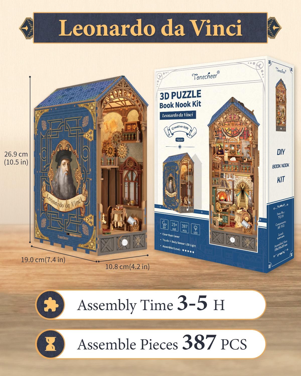 Tonecheer DIY Book Nook Kit 3D Wooden Puzzle Fairy Tale Miniature - Leonardo Da Vinci - image 4