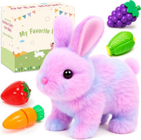 Easfan Walking Dog Toy for Kids Barking Interactive Puppy Stuffed - Bunny_Rainbow_Carrot