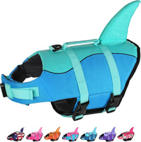 Dogcheer Dog Life Jacket, Cute Shark Dog Life Vest for Swimming Boating with Superior Buoyancy - Pool Blue / Large