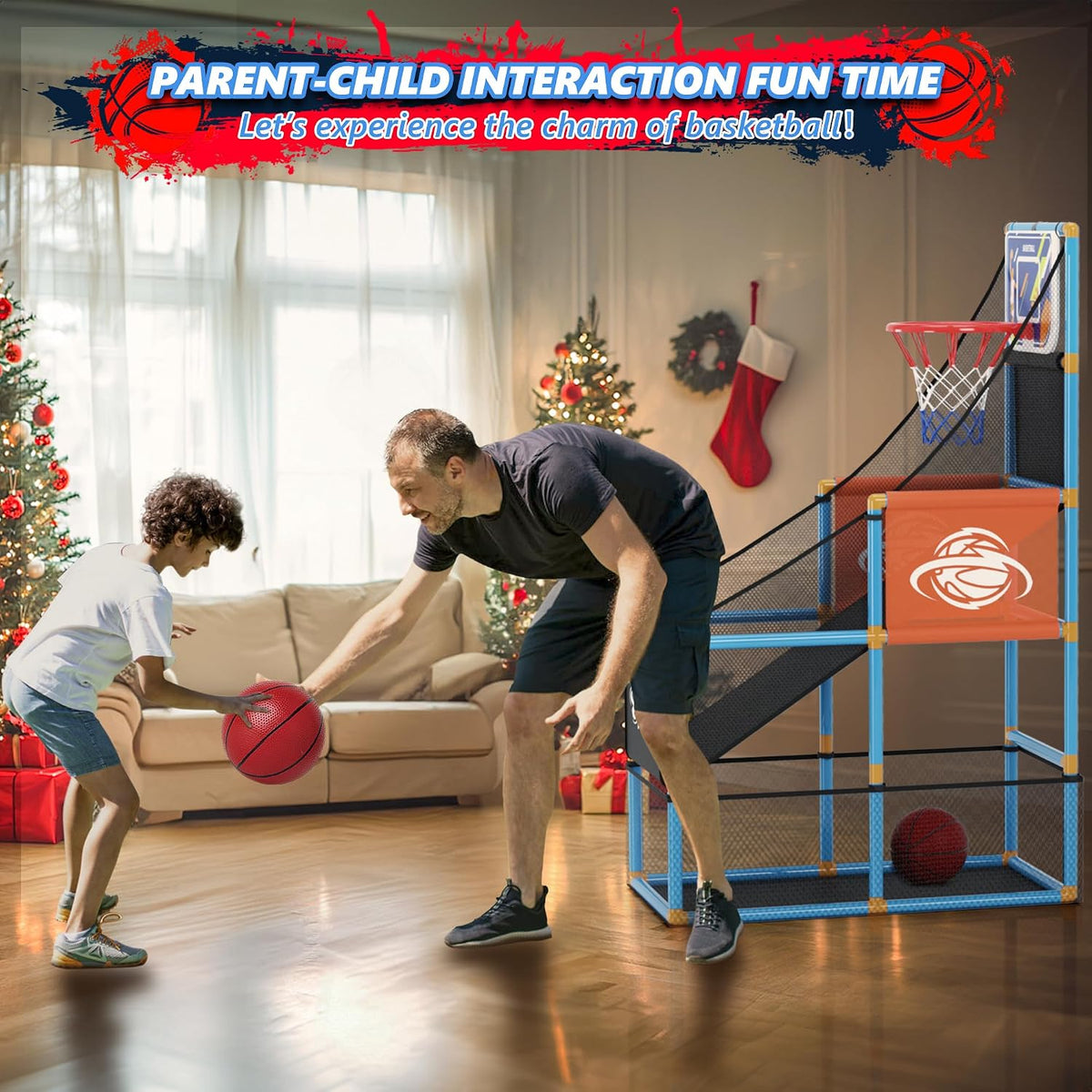 Arcade Basketball Game Set Boy Toys Indoor Outdoor Kids Basketball - Blue - image 4